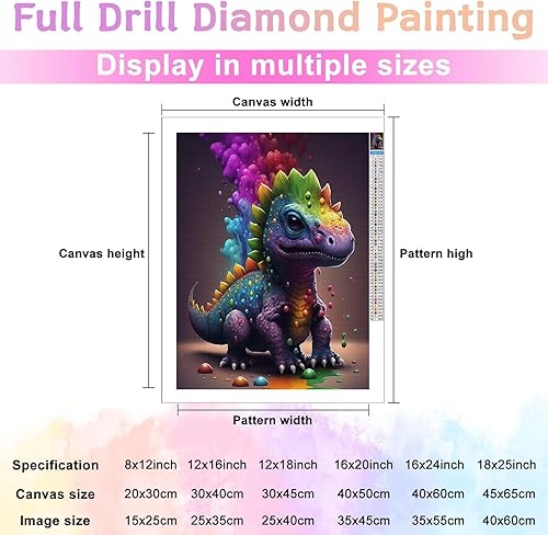 Miniatura 10 de CoHraeu Kits de pintura de diamantes lindo dinosaurio bebé, hermosa pintura de diamante, taladro redondo y taladro completo, kits de arte de