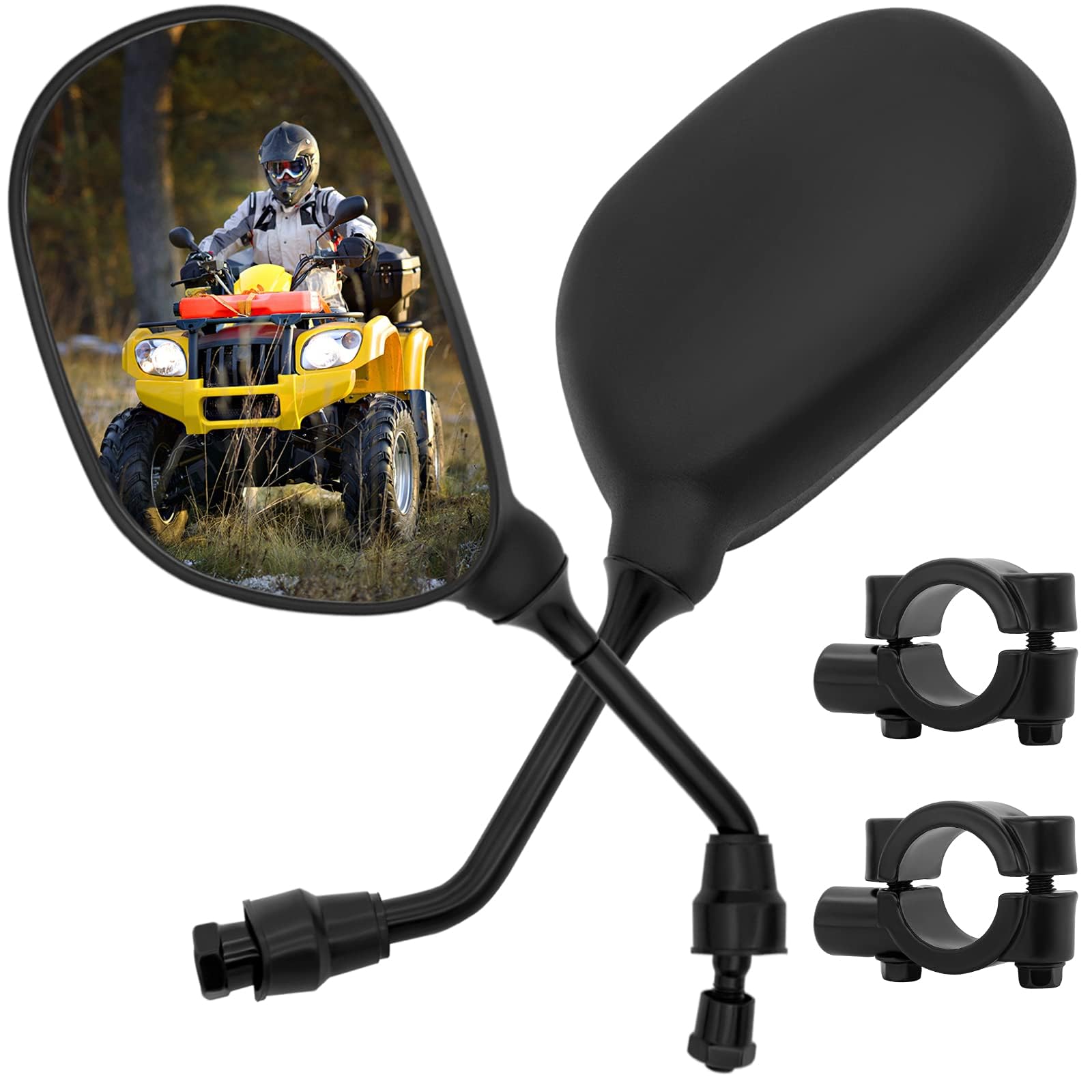 TERRIFI ATV Motorcycle Rear View Mirror, 360 Degrees Ball-Type Side Rearview Mirror, Motorcycle Mirror for Motocycle Scooter Moped Sportsman Dirt Bike Cruiser(1 Pair)