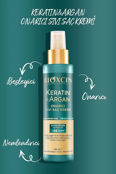 Bioxcin Keratin Argan Onarıcı Sıvı Saç Kremi 150 ml, 4 Adet + 100 ml Yüz Temizleme Jeli Hediye