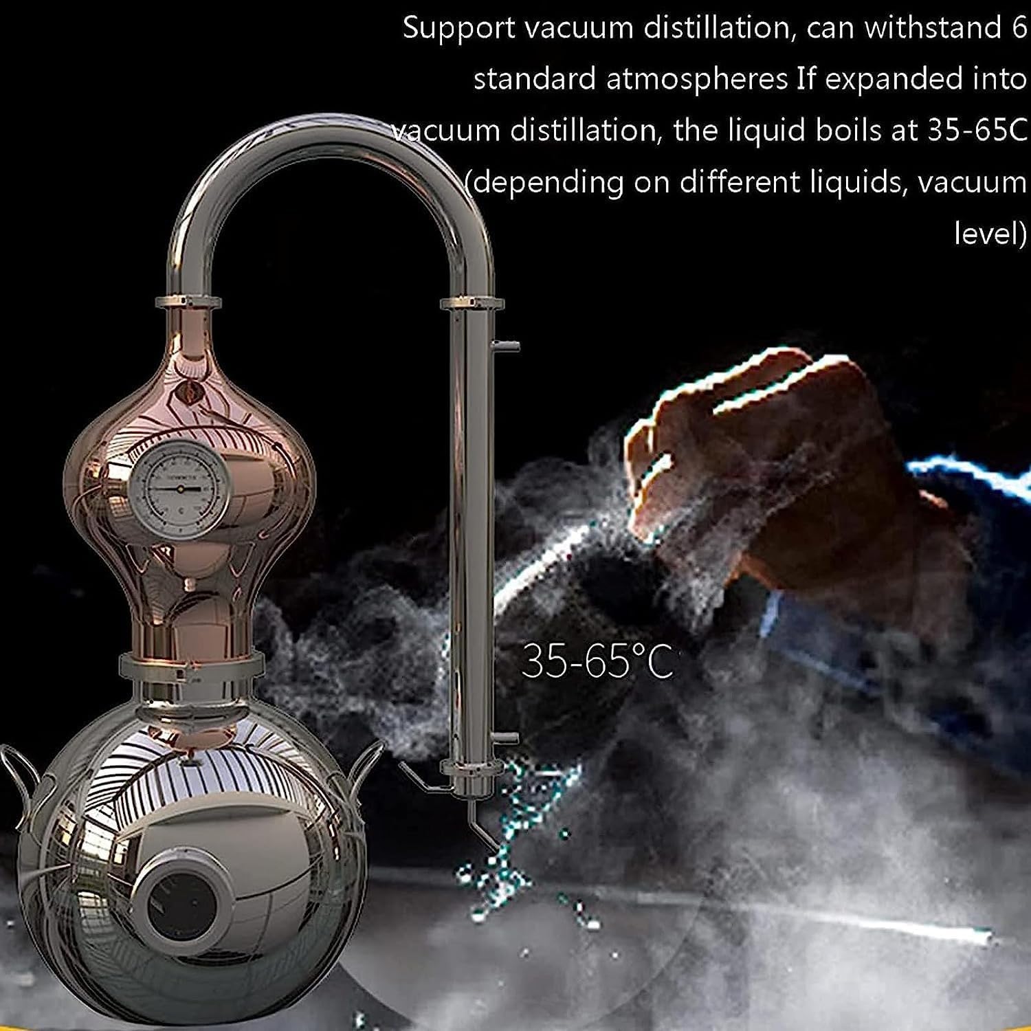 Alembic Still, distillatore Moonshine in rame da 15 litri con termometro, kit per la produzione di whisky, oli essenziali, idrosol
