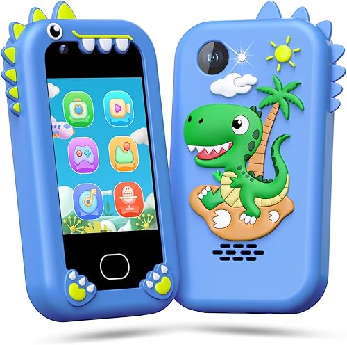 Lapare Teléfono infantil para niños, teléfono de juguete con pantalla táctil con doble cámara, música y juegos, teléfono de juguete de aprendizaje