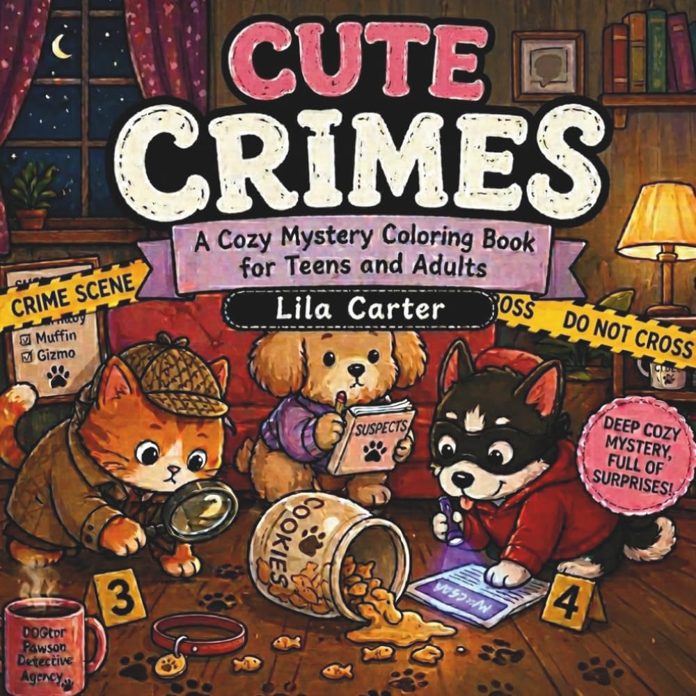 Cute Crimes: A Cozy Mystery Coloring Book for Teens and Adults (Cozy Mystery Scenes)