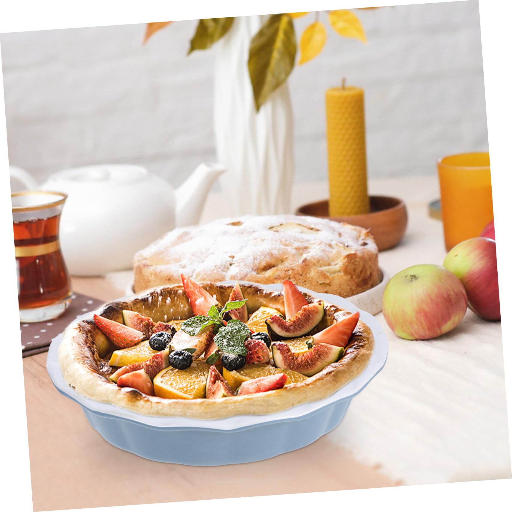 Mobestech Plat à Tarte Four en Céramique Rond 1 Pc, Cuisson Uniforme