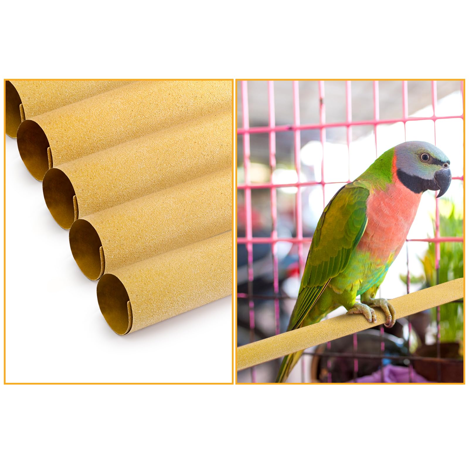 Okllen 50 Piezas de Papel de Grava para Jaula de pájaros, 11 x 17 Pulgadas, Accesorios de Cama para Mascotas, Papel de Lija para Jaula de Loros