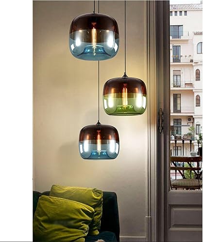 Miniatura 5 de Lámpara Colgante Moderna Lámpara Colgante de Cristal de Doble Color Retro de una sola Cabeza Candelabro Postmoderno Colgante Iluminación de techo