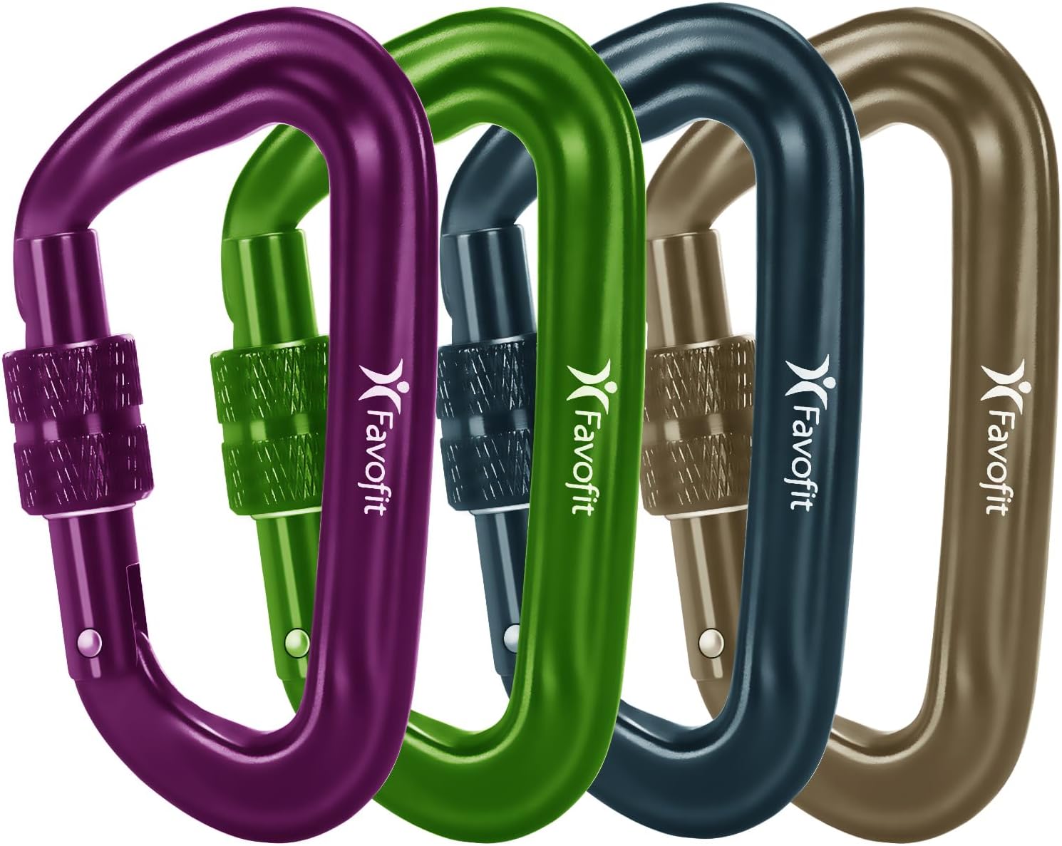 12kN Heavy Duty Carabiner Clips - Favofit Locking Carabiner for Keychain Key Ring Hammock & Dog Leash - 0.9oz Ultralight Snag-Free D Ring Carabiners for Camping Gym & Outdoor