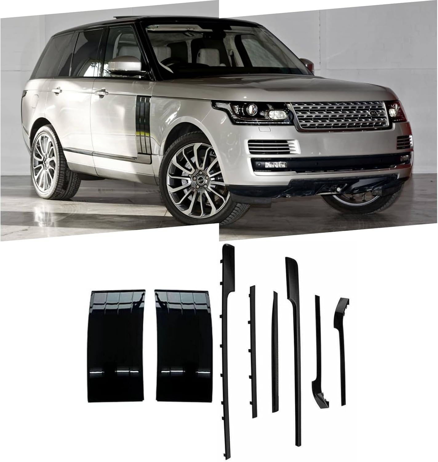8Pcs Door Side Body Fender Vent Trim Strip Fit for Range Rover L405 2013 2014 2015 2016 2017 2018 2019 2020 2021 2022 Gloss Black ABS accessiories