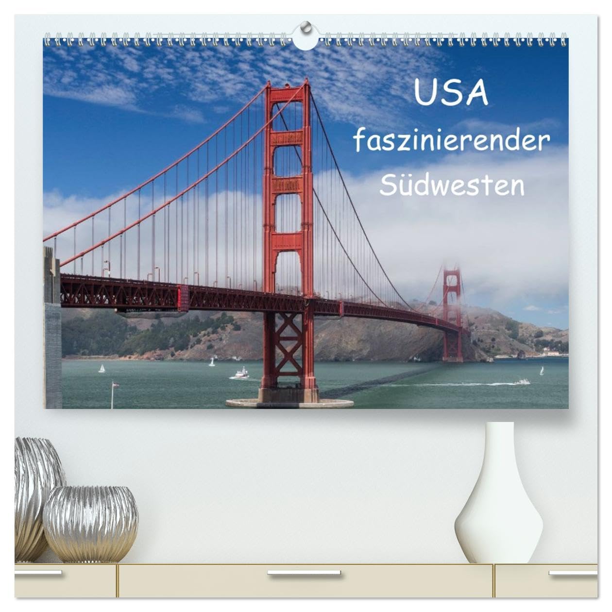 Grand calendrier mural USA 2026 grand format paysage DIN A2 tirage brillant