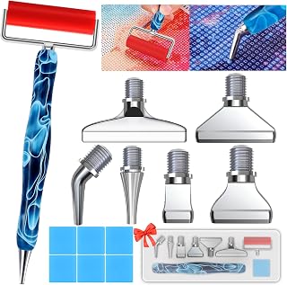 Heyseri Diamond Painting Pen Accessories Tools Set, Ergonomic Diamond Art Pen with Exquisite Stainless Steel Metal Pen Tips and 6 Painting Glue Clay,Comfort Grip and Faster Drilling (14PCS)