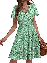 MixShe Sundresses for Women 2026 Floral Summer Elegant Beach Classy Fashion Casual Outfit Plus Size Mint Floral XX-Large