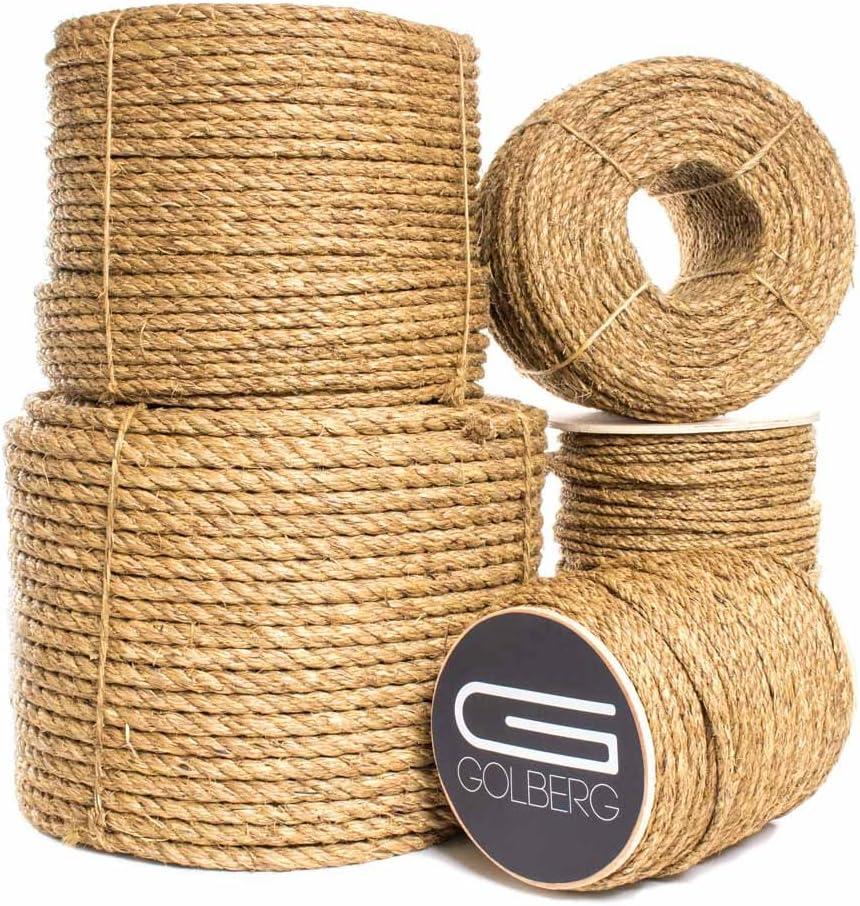 Golberg 3 Strand Natural Fiber Tan Manila Rope (1/2 inch X 50 feet)
