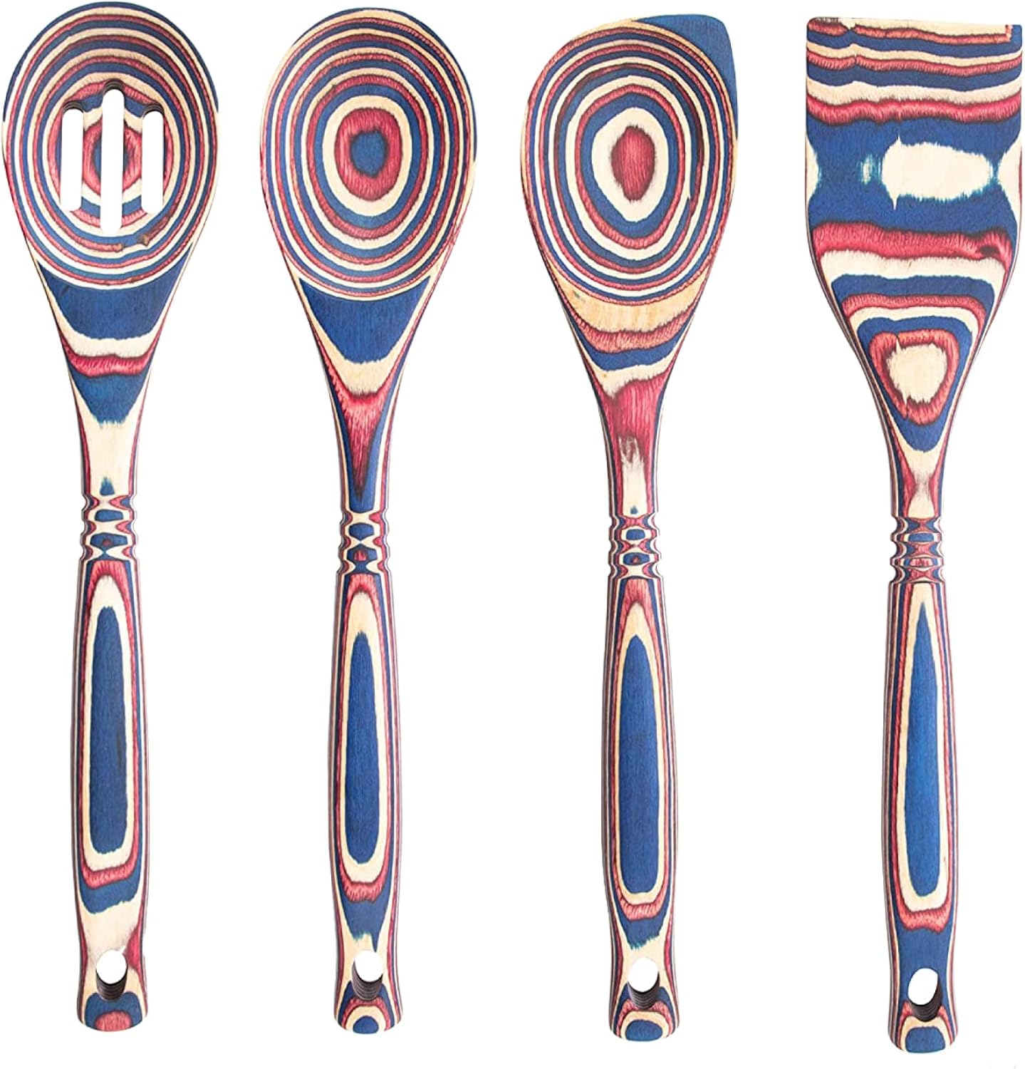 Island Bamboo Americana Pakkawood 12" Wooden Spoon Set of 4