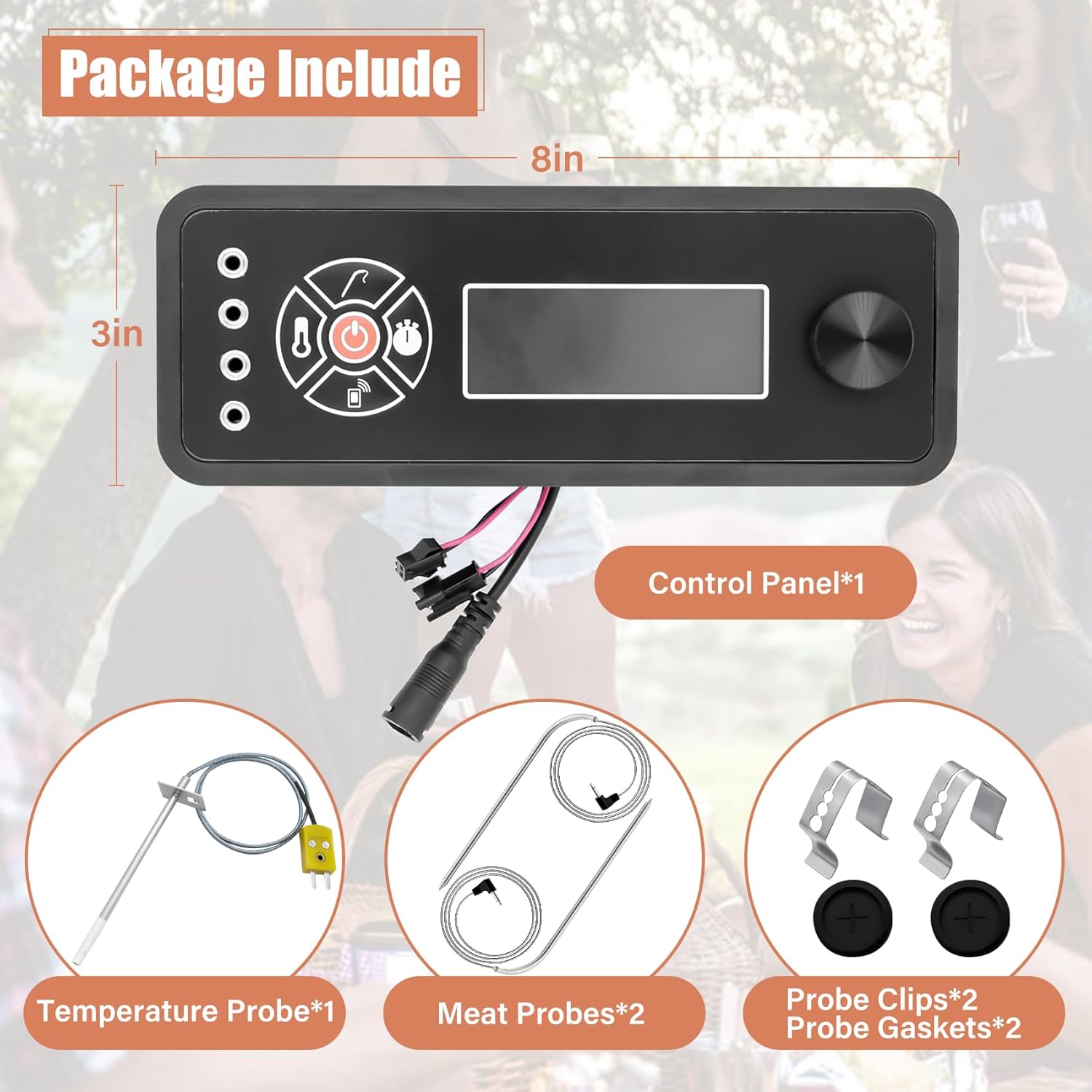 Non-WiFi Control Panel, Meat Probes, Temperature Sensor Replacement Kit for Masterbuilt Gravity Series 560/800/1050 Digital Charcoal Grill+Smoker, Parts Include: Controller, 2 Meat Probes, Temp Sensor