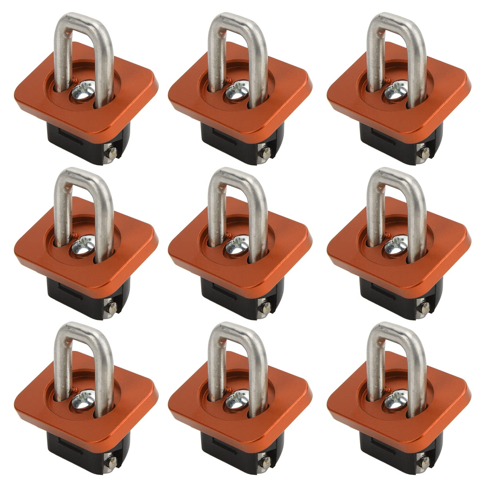 Anclajes de amarre para cama de camión, resistentes, 1000 libras, rodamientos de carga, anillos retráctiles de acero inoxidable para Silverado Sierra Colorado Canyon, 9 unidades (Naranja)