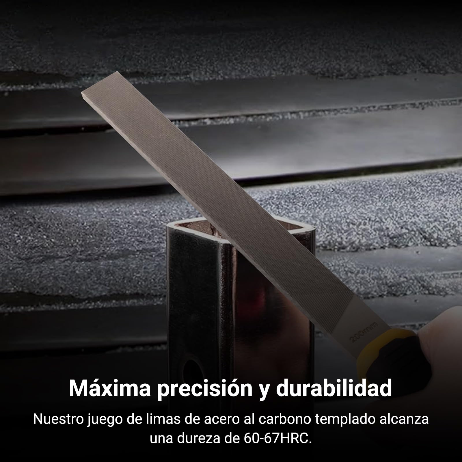 Juego de Limas Metal y Madera 6 Piezas, Cuadradas de 8 Pulgadas | Escofinas incluye Funda Enrollable, Mango de Goma | Lima Redondas, Semicirculares, Planas, Triangulares