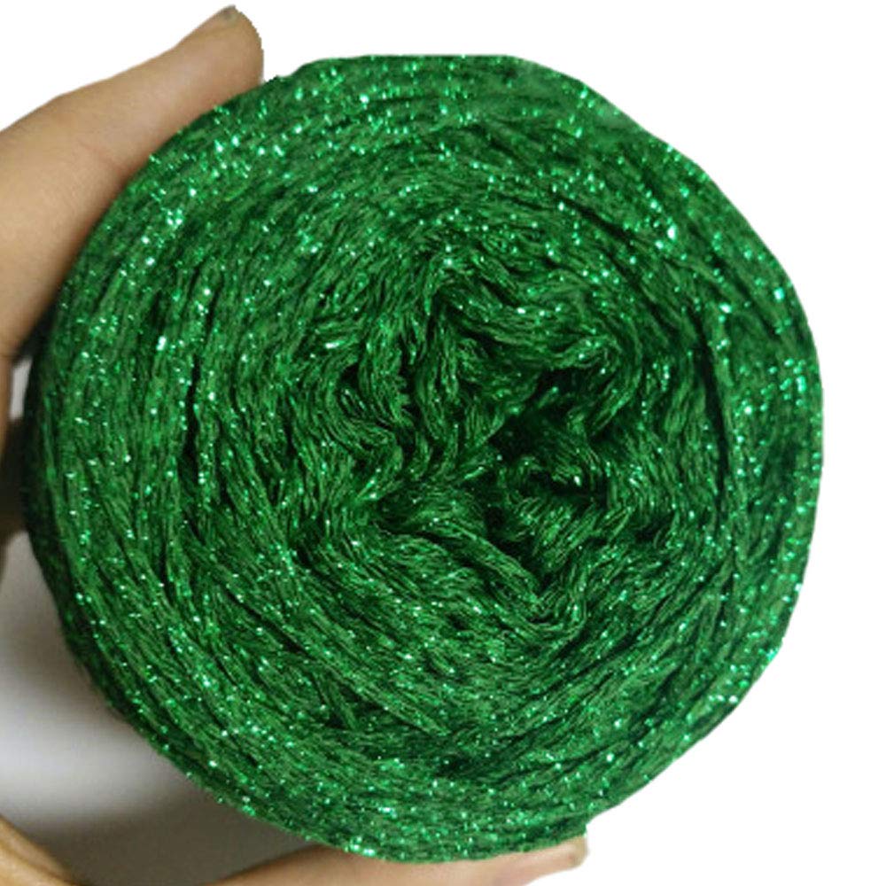 Clisil 200g DIY Green Lurex Shining Glitter Sparkle Metal Yarn - Crochet Thread for Bag, Sweater, Toy Accessories