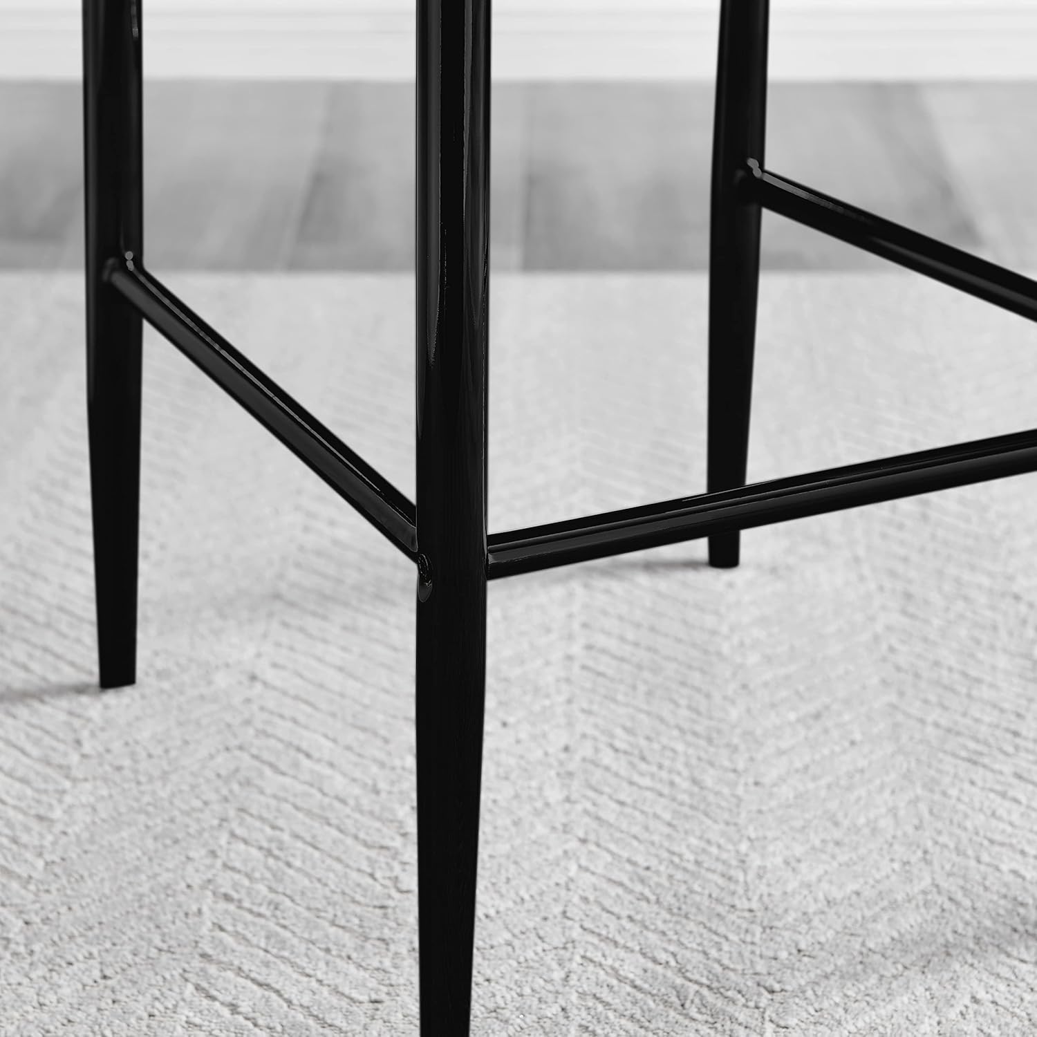 Furniturebox UK Milan Bar Stools - Contemporary Cappuccino Soft Faux Leather Stools with Black Legs - Set of 2 for Kitchen Counter or Dining Room