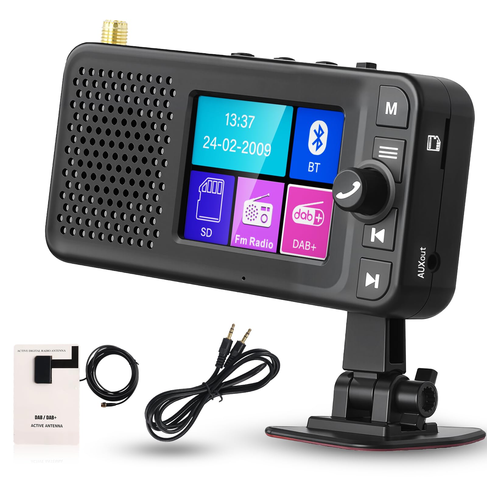 VECHTEL Portatile DAB+ Radio con Bluetooth e Batteria Ricaricabile da 1500 mAh, FM Digital Radios con display LCD Colori 2,4 Pollici, DAB+ Radio Portatile Supporto Trasmettitore FM TF/AUX