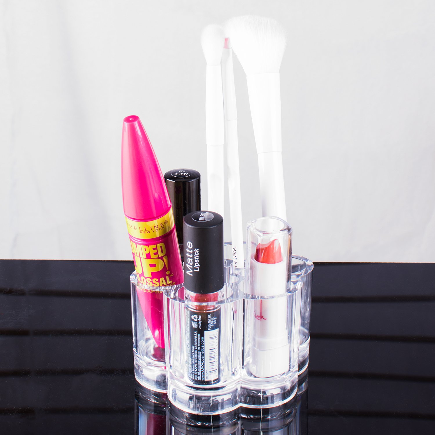 Brocha de uñas de acrílico transparente para cosméticos y maquillaje, soporte compacto con 12 espacios de ranura organizadora 2