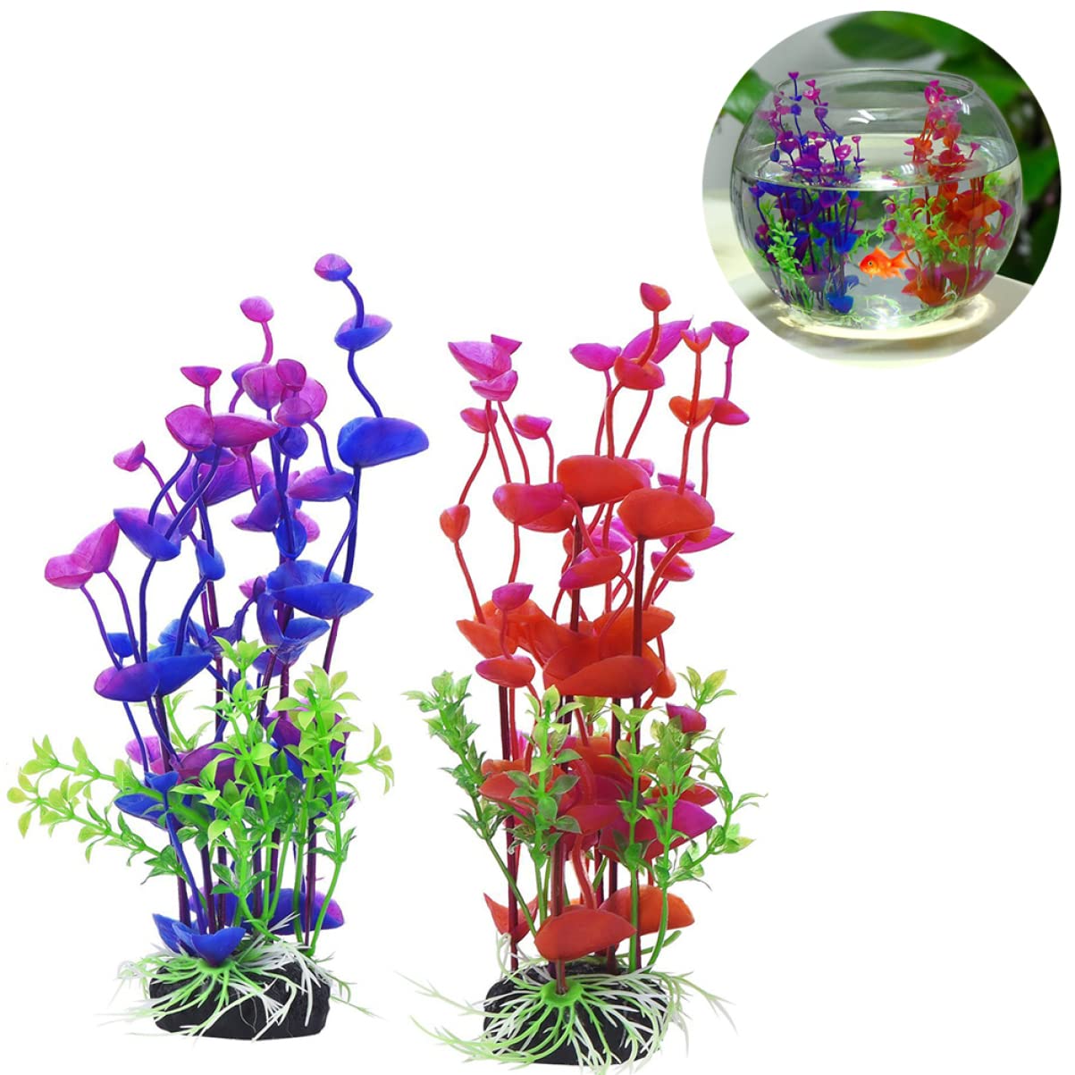 FRCOLOR 6 Unidades Decoraciones para acuarios Plantas Artificiales Plantas de Acuario, Plantas de Acuario, Plantas Artificiales para Mascotas