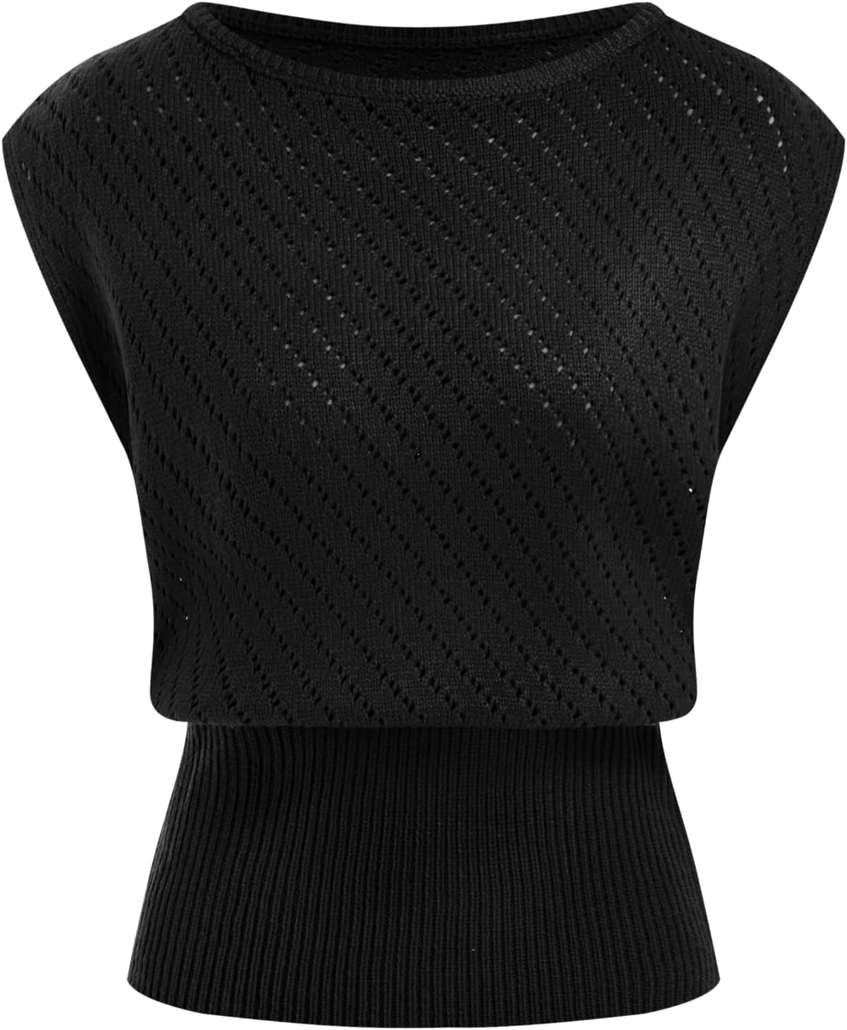 CIDER Summer Short Sleeve Sweater Vest for Women Boat Neck Ribbed Knit Cap Sleeve Cut Out Tops Going Out Trendy Tee