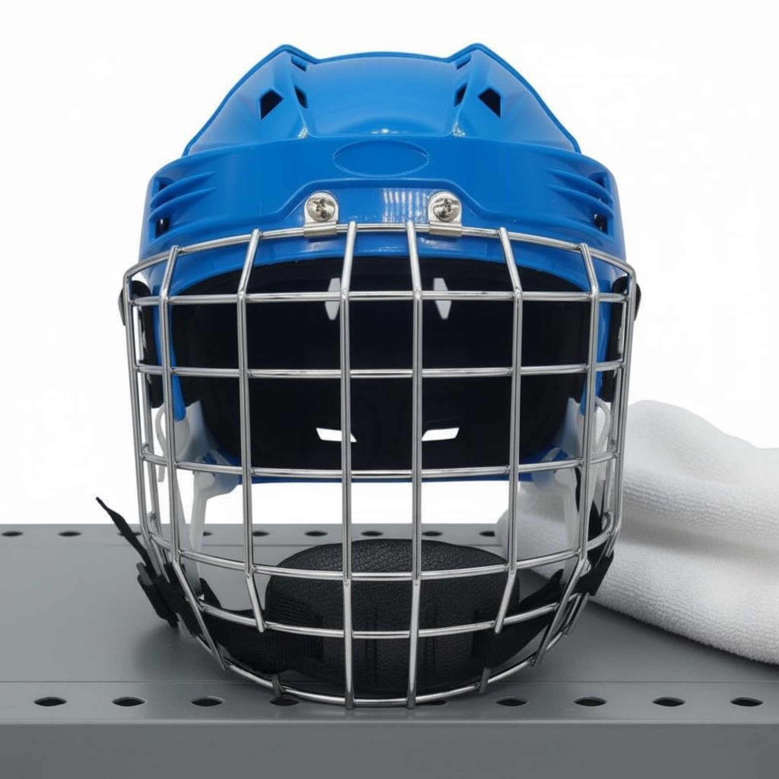 Casco da Hockey con Griglia Massima Protezione Casco con Griglia in Acciaio Regolabile Attrezzatura Sportiva per Ragazzi