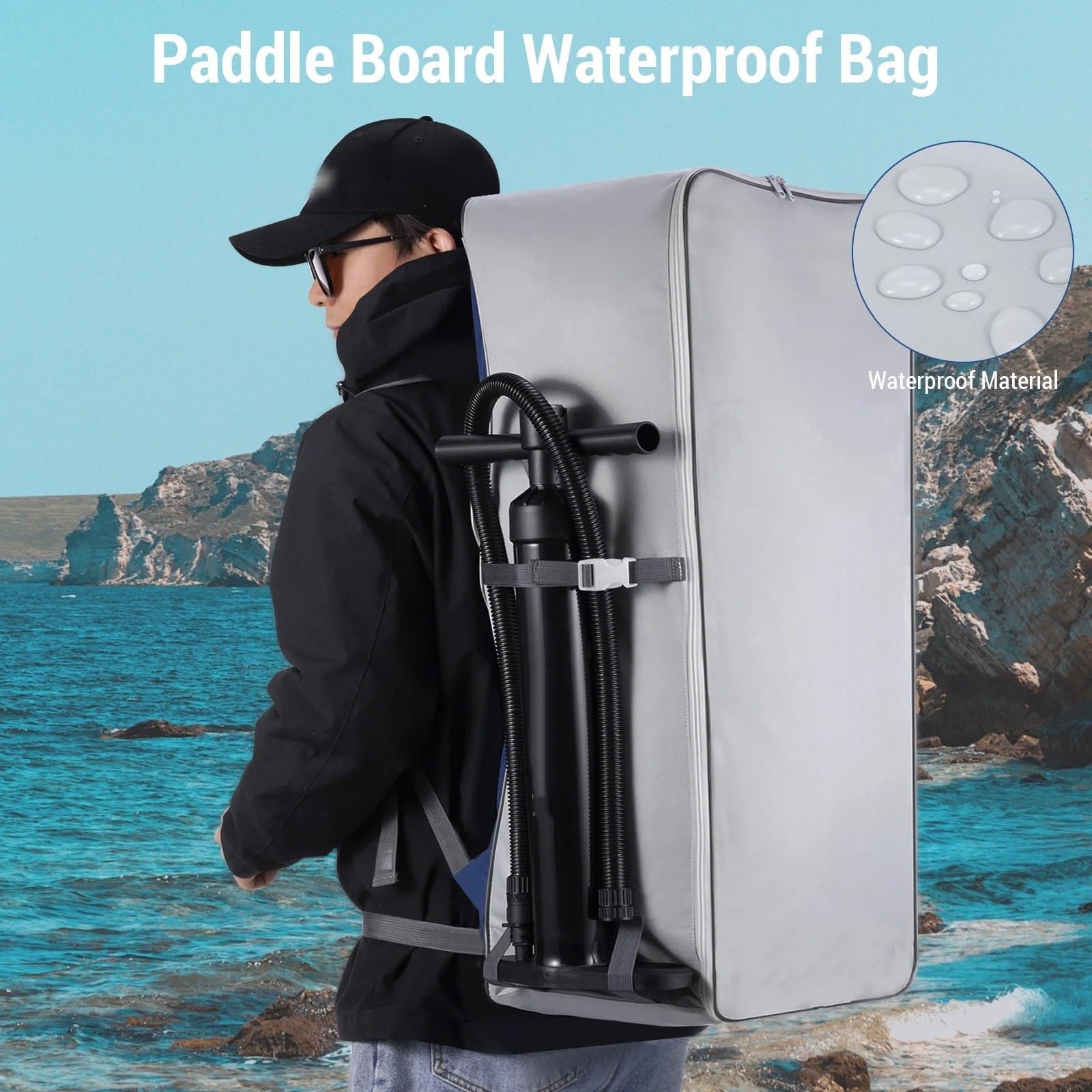 Surfboard Tasche Cover 105L Paddle Board Rucksack Aufblasbarer Paddle Board Reiserucksack wasserdichte Oxford Tuch SUP Surfbrett Tasche Surfboard Deck Bag