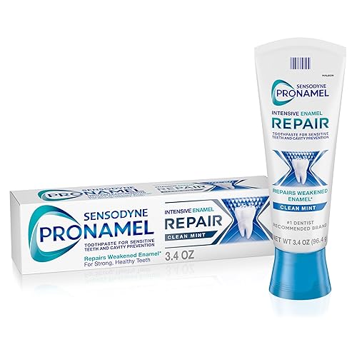 Sensodyne Pronamel - Pasta de dientes intensiva de reparación de esmalte para dientes sensibles para endurecer y fortalecer el esmalte menta limpia