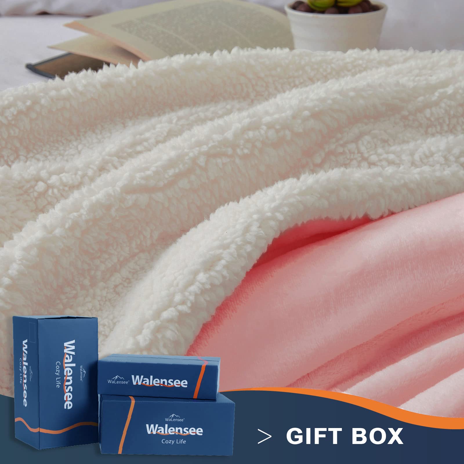 Walensee Sherpa Fleece Blanket (King Size 108â€?x90â€? Pink) Plush Throw Fuzzy Super Soft Reversible Microfiber Flannel Blankets for Couch, Bed, Sofa Ultra Luxurious Warm and Cozy for All Seasons