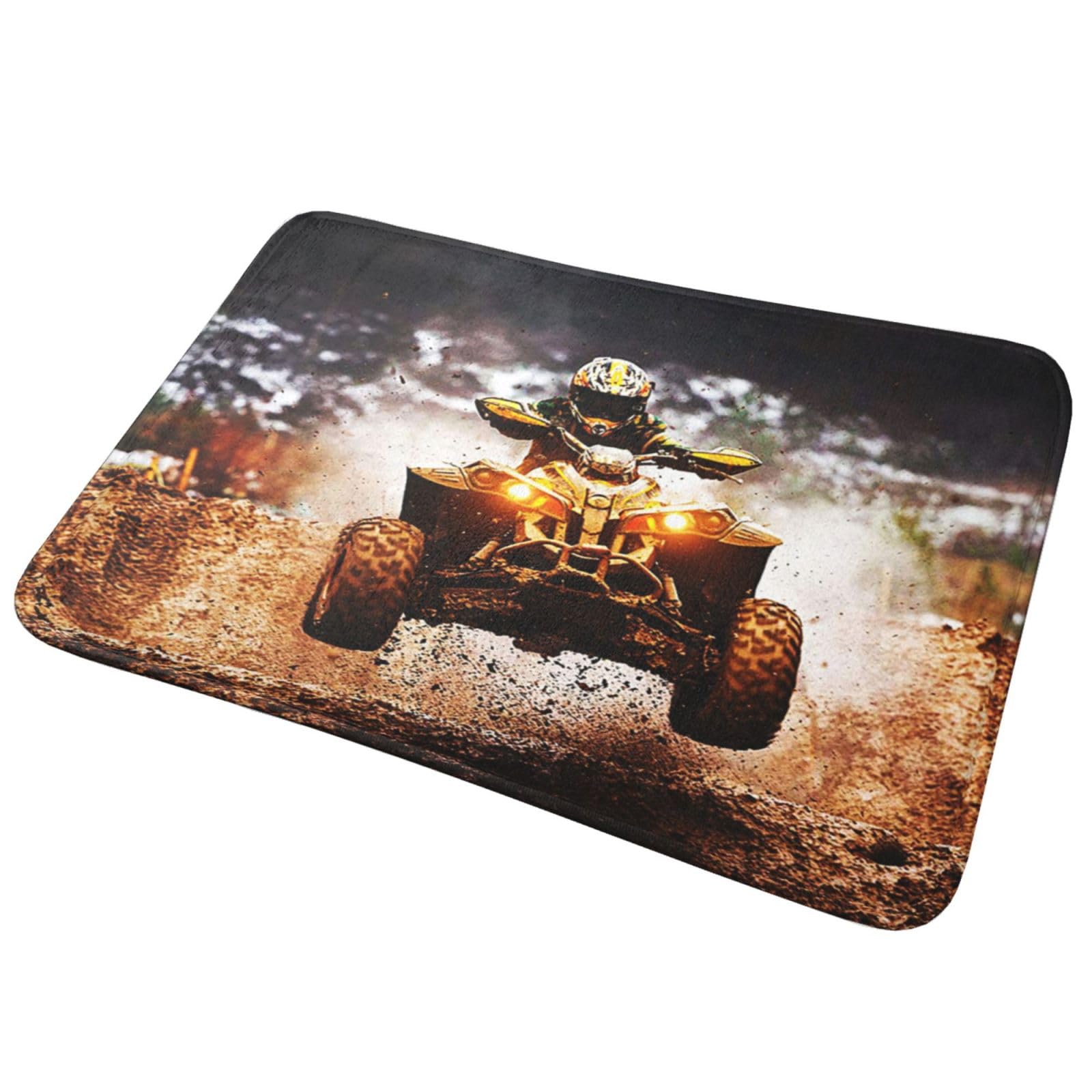 Dirt Quad Bike Bathroom Rugs 4 Wheelers Off Road ATV Bath Rug 16 x 24 Inches, Non Slip Bath Carpet, Area Mat Home Decor Accessories for Shower Floor Tub Bedroom Kitchen