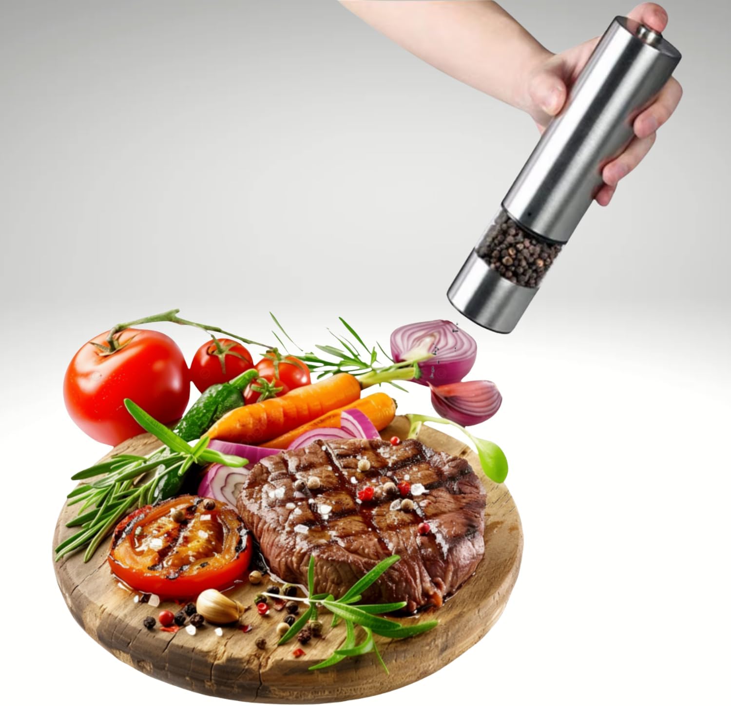 Electric Salt and Pepper Grinder Set – Automatic Black Pepper Mill Set of 2 with Adjustable Coarseness – Battery Operated Kitchen Gadgets & Accessories