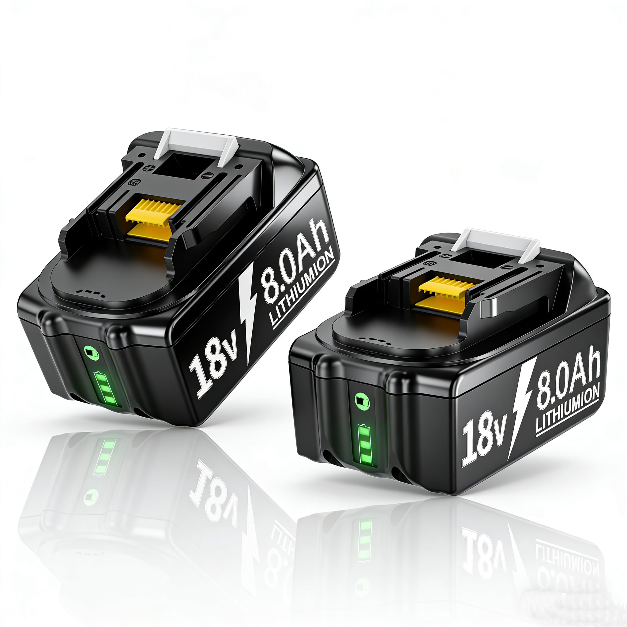 2 Stück 18V 8.0Ah/8000mAh Li-ion Akku Ersatzakku für makita 18V Akku BL1850 BL1850B BL1830 BL1860B BL1845 BL1835 BL1815 194205-3 LXT-400 BL1860 with LED Werkzeugakku