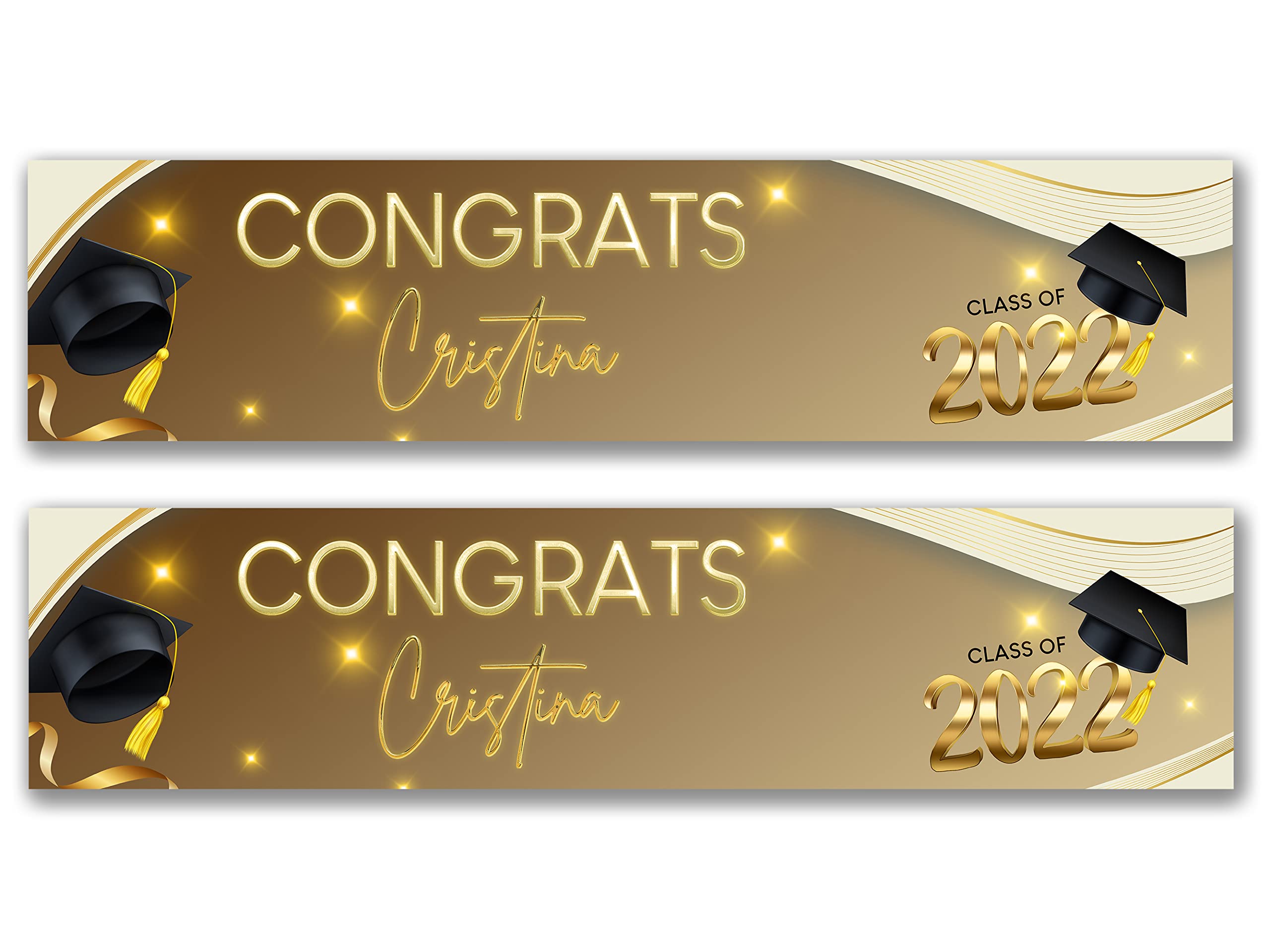 Forefrontdesigns 2 x Personalised Graduation Banners – Custom Party Banner for Birthday Parties | Anniversary | Engagement – Customisable Banners | Custom Signs (900mm x 210mm)