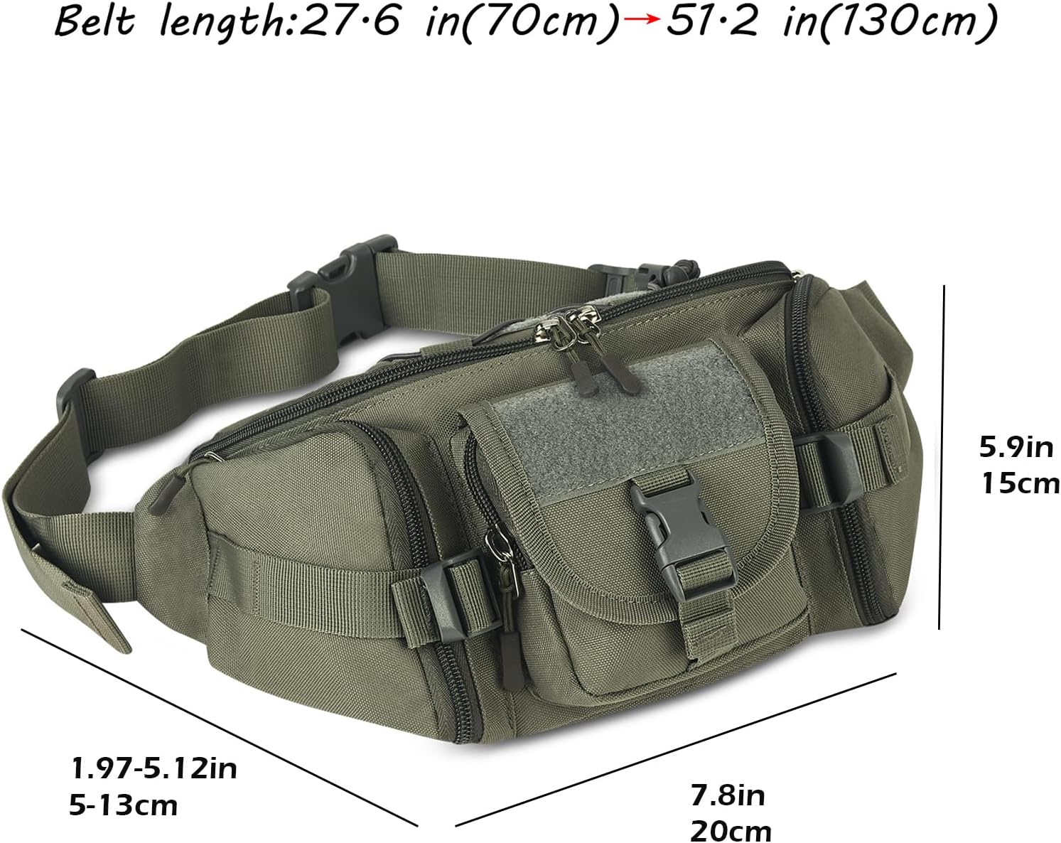 ArcEnCiel Tactical Fanny Pack for Men & Women - Water-Resistant Waist Bag for Hiking, Travel, Fishing & Outdoor Activities | Adjustable Bum Bag for Cycling Concerts & EDC | Molle Compatible with Patch