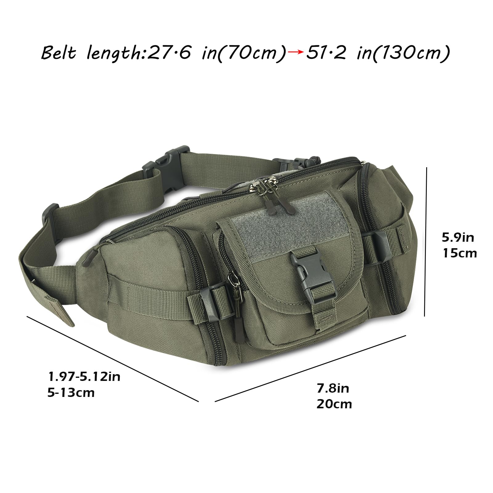 ArcEnCiel Sac banane tactique pour homme avec écusson, convient pour la randonnée, la pêche, le plein air