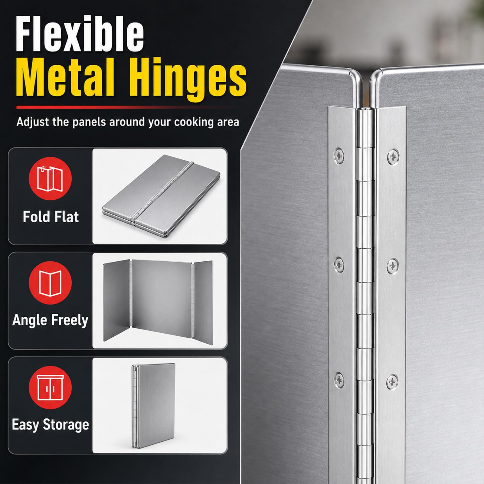 Protección contra Salpicaduras para Cocina Plegable,Placa Antisalpicaduras Portátil Fácil Limpiar,Protector Trasero para detrás de una Cocina para freír,contra Salpicaduras de Grasa