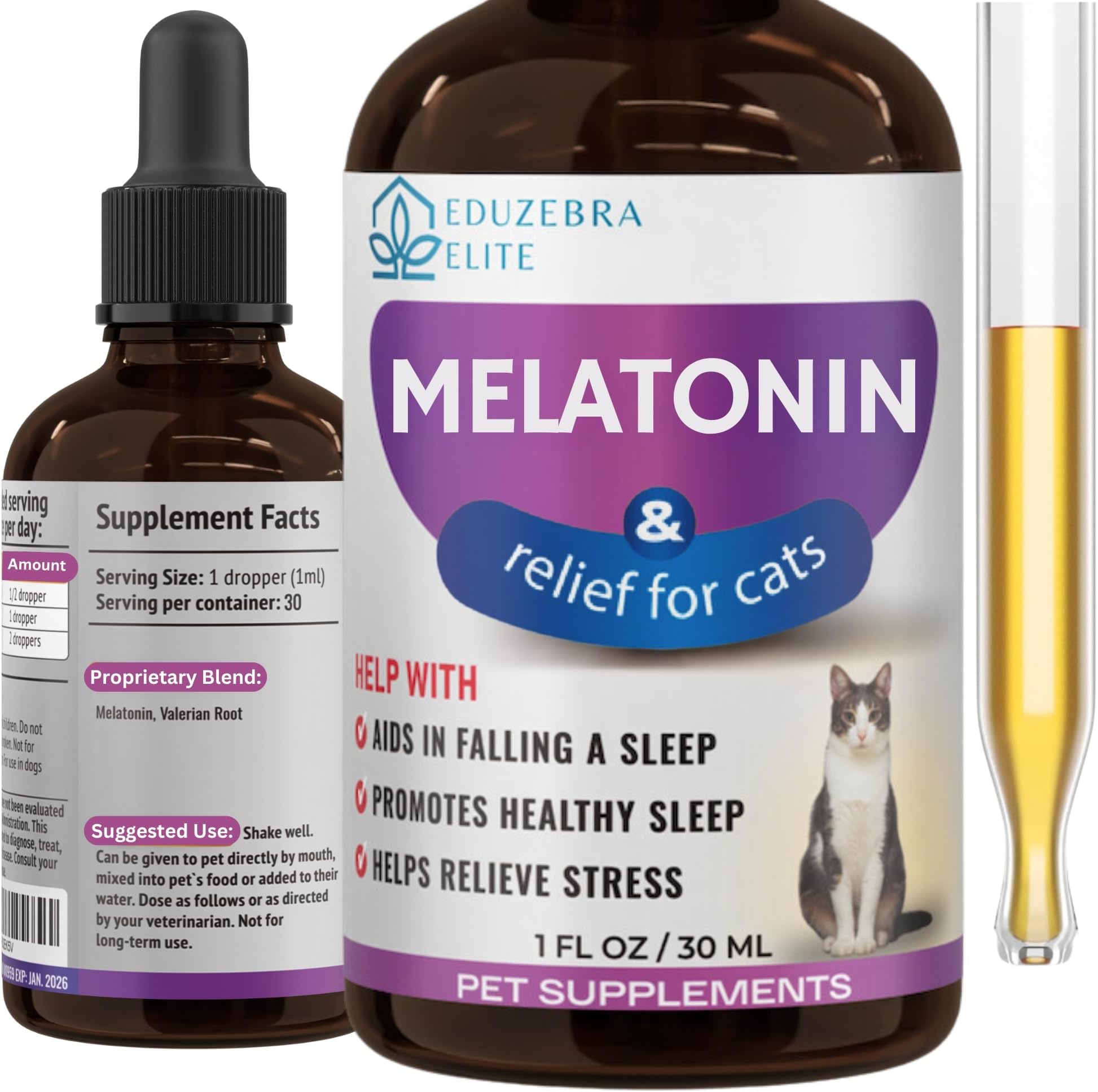 EDUZEBRA Cat Melatonin, Melatonin for Cats, Cat Sedative for Grooming, Cat Sleep Aid, Cat Calming Treats, Anxiety Relief for Cats, Support Restful Sleep for Your Cat