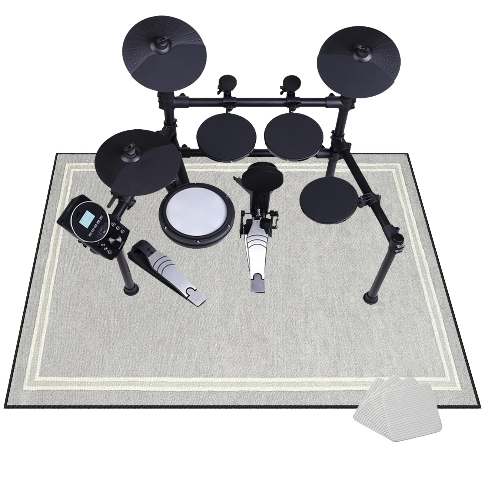 Tapis Batterie Acoustique Insonorisant | Tapis de Tambour | 200 x 160 cm Gris Tapis de Batterie électronique Non Glissants | Tapis pour Kits de Batterie | Tapis de Batterie Anti Vibration