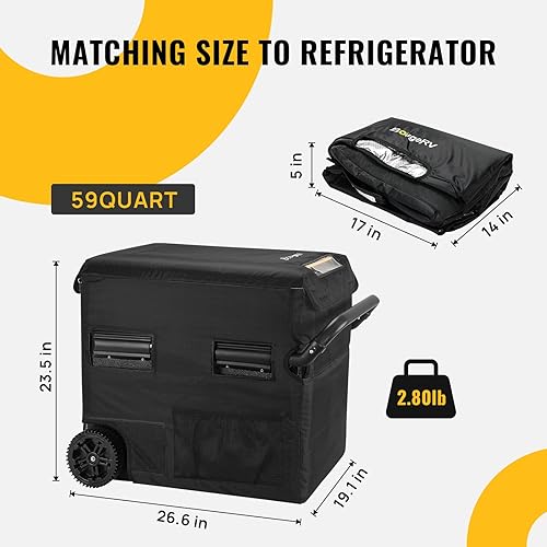Vista 4 de BougeRV Funda protectora aislada de 59 cuartos de galón, funda de refrigerador portátil de 12 voltios para refrigerador BougeRV CR55/CRD55, bolsa