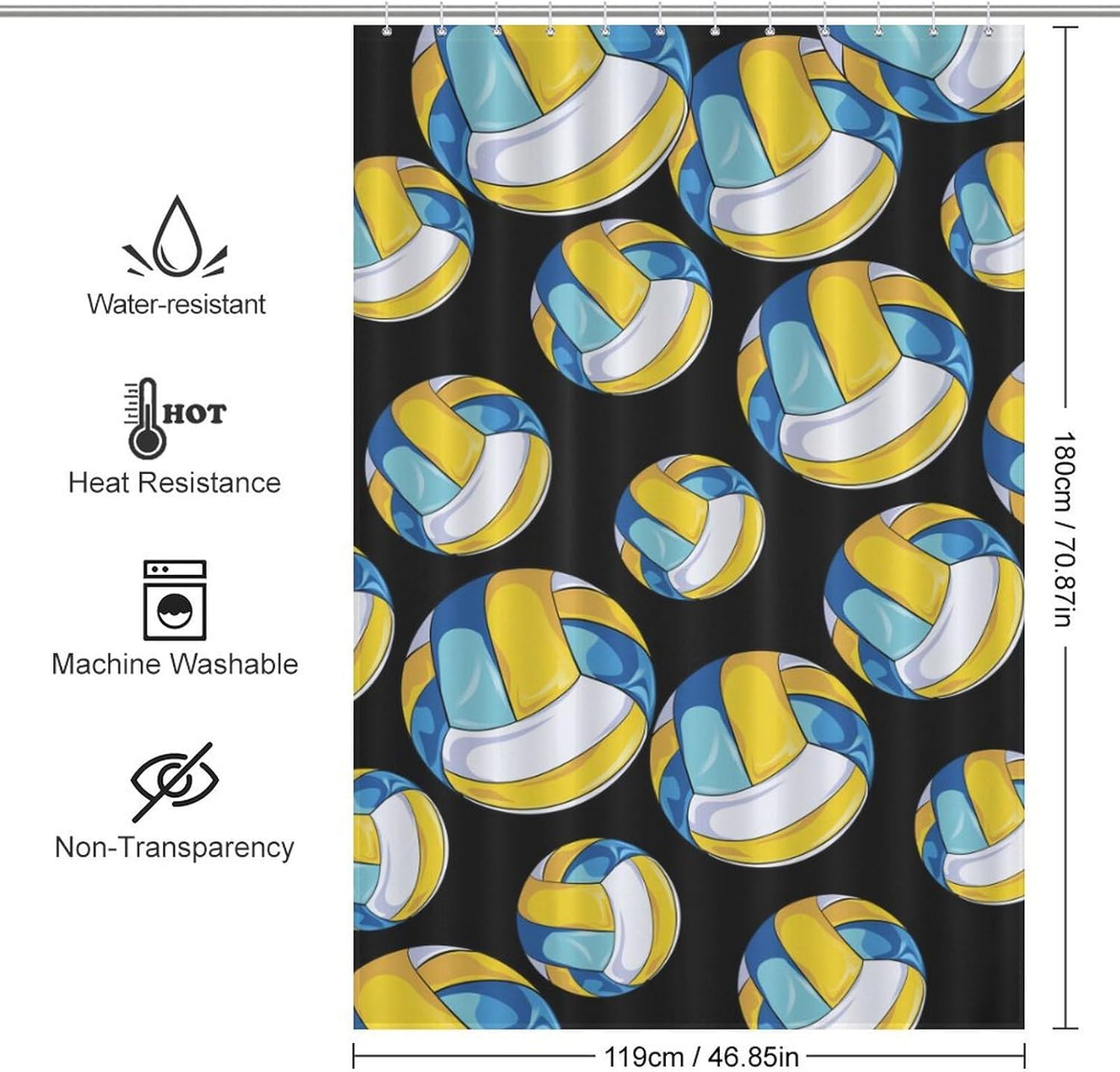 Volleyball Mom Shower Curtain 46.85x70.87Inch（119x180cm） Polyester Bath Curtain Shower Curtains Printed Decorative