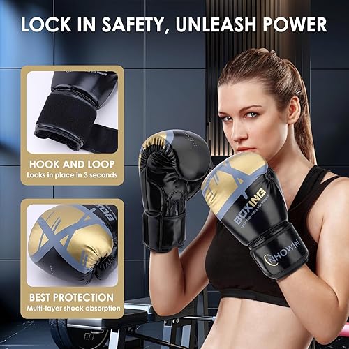 Miniatura 2 de Guantes de boxeo, 12 oz  16 oz  Guantes de boxeo para hombres y mujeres con envolturas de boxeo para bolsa pesada, MMA, Muay Thai, entrenamiento de