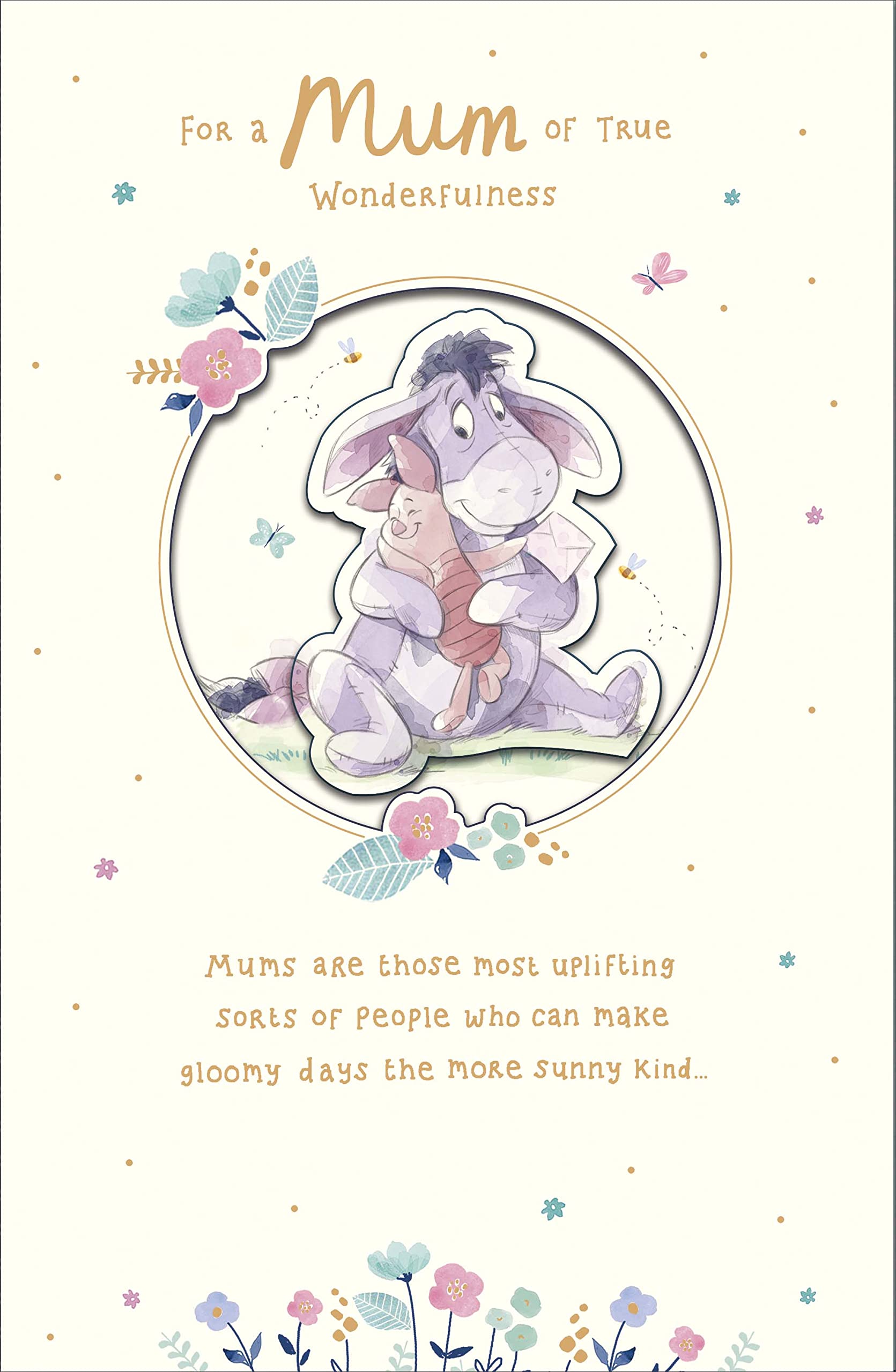UK Greetings Disney Mother's Day Card With Envelope - Cute Eeyore & Piglet Design, 165x254mm