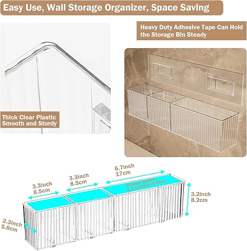 Miniatura 4 de Paquete de 2 estantes flotantes de baño, organizador de montaje en pared, organizador de puerta de gabinete transparente largo y estrecho, estantes