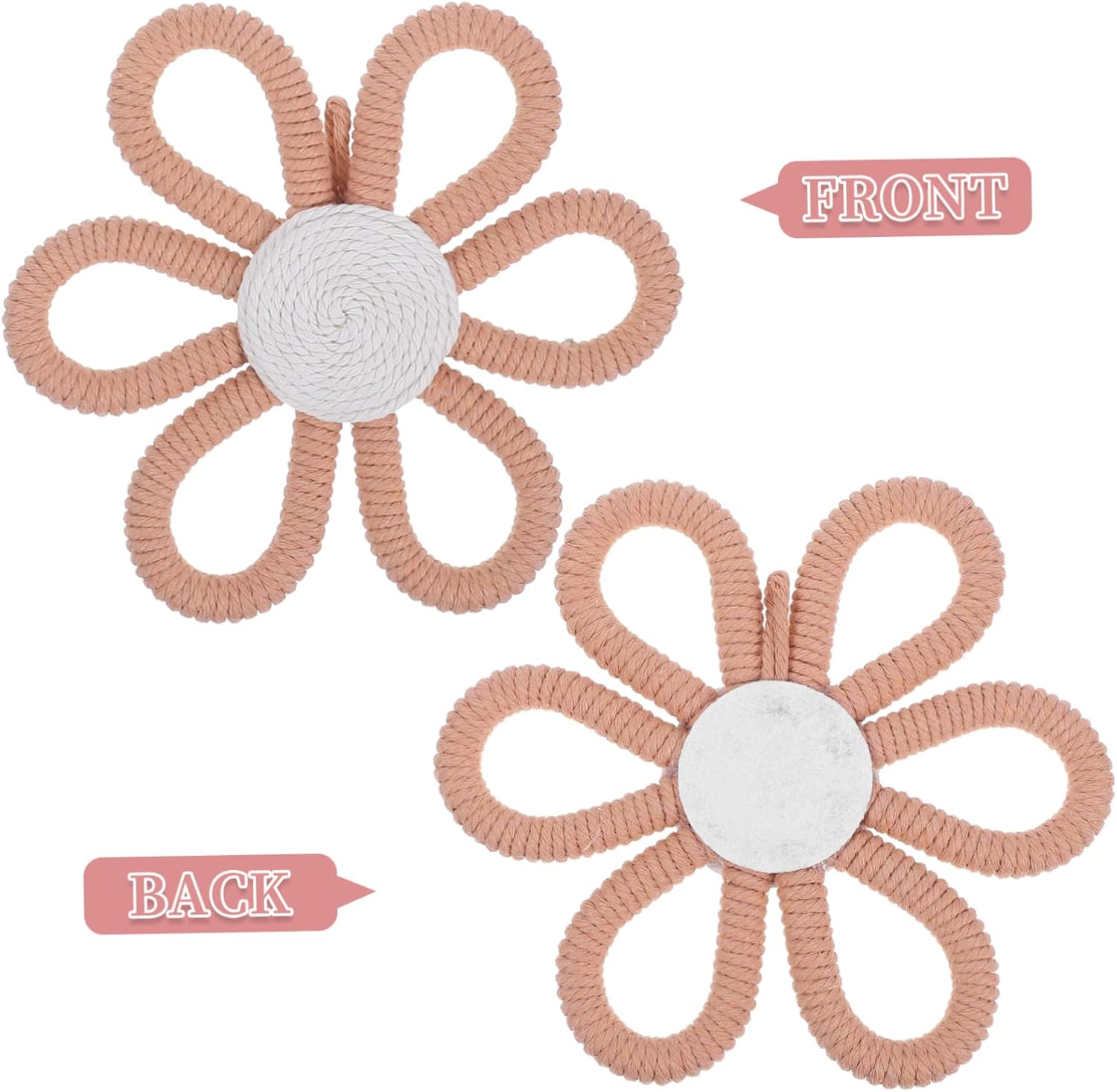 Cabilock 6pcs Handwoven Flower Wall Hanging Decor for Nursery Boho Daisy Pendants for Girls Bedroom and Festive Celebrations