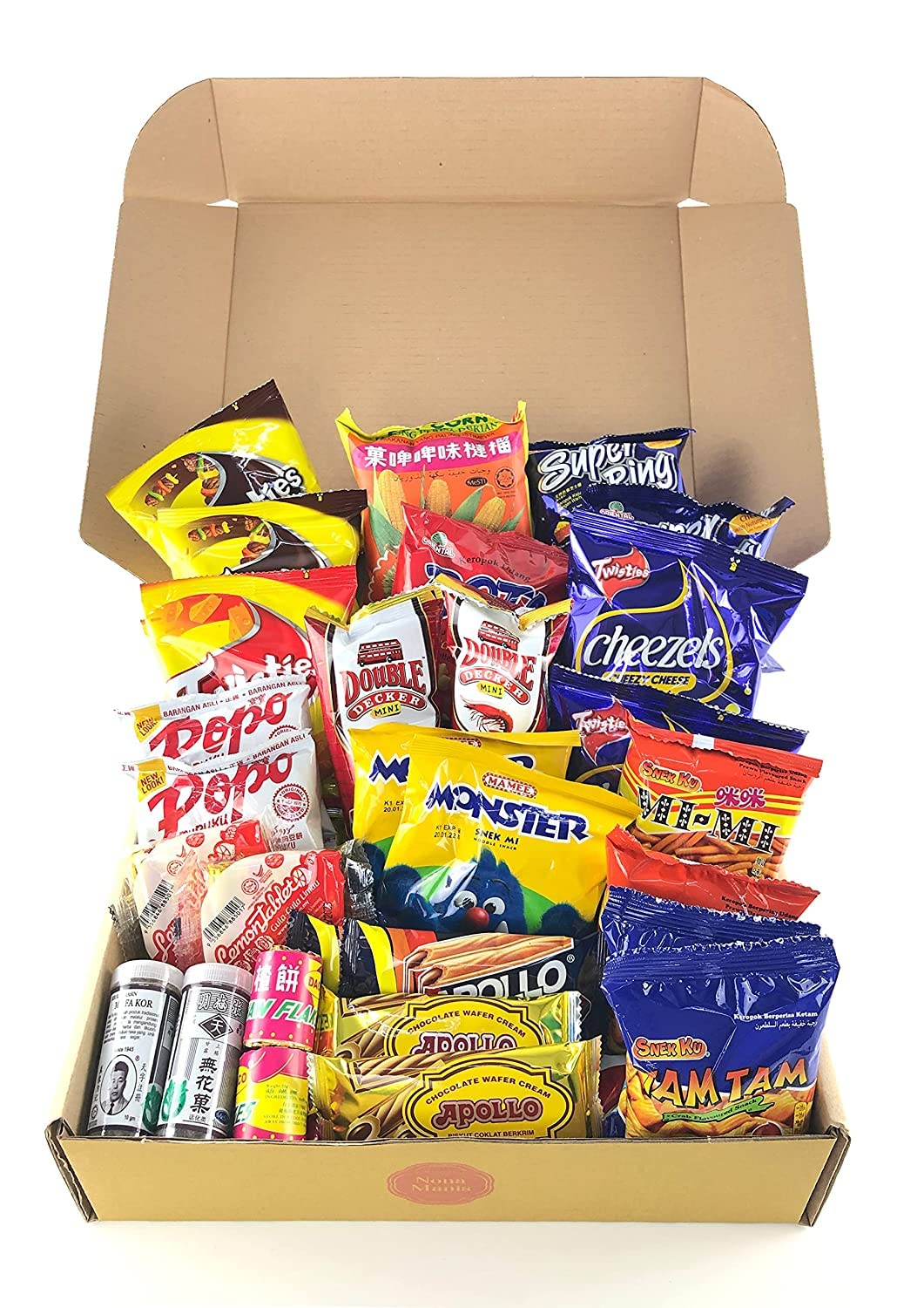 NONA MANIS® Snack Box Variety Pack (38 Count) Ultimate Sampler Mixed Box Chips Candy Care Bundle Package For Office Meetings Schools Friends Gathering 2022 Students Keropok Childhood (38 Count Fixed)