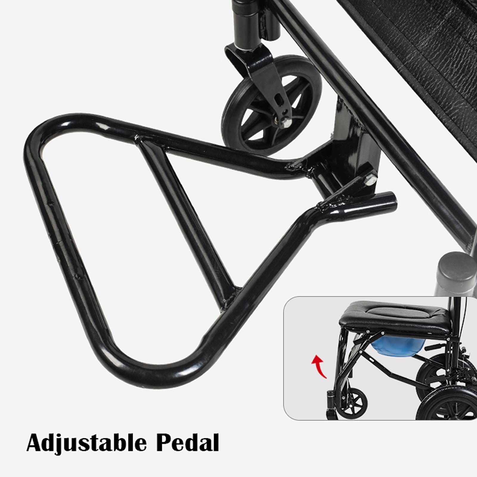 ultraligera Silla de ruedas Transporte ligero Viajar en silla de ruedas Silla de ruedas con freno de mano y reposapiés Marco de acero al carbono Silla de ruedas plegable Para ancianos y niños, pesa 26