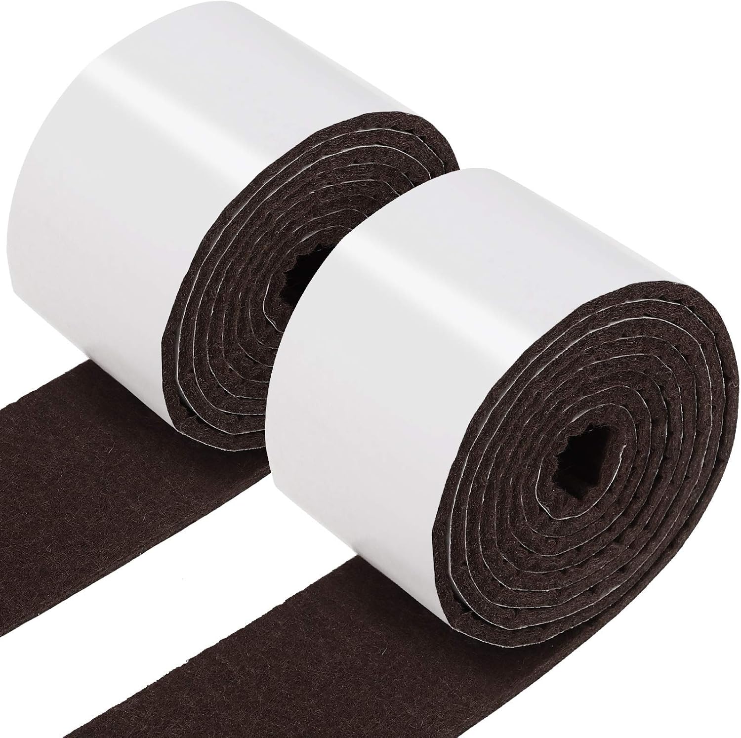 2 Packs Felt Furniture Pads Heavy Duty Felt Strip Roll with Adhesive Backing Adhesive Felt Tape for Protecting Hardwood Floors Chair Wall Protector(120 x 2 x 0.12 Inch,Dark Brown)