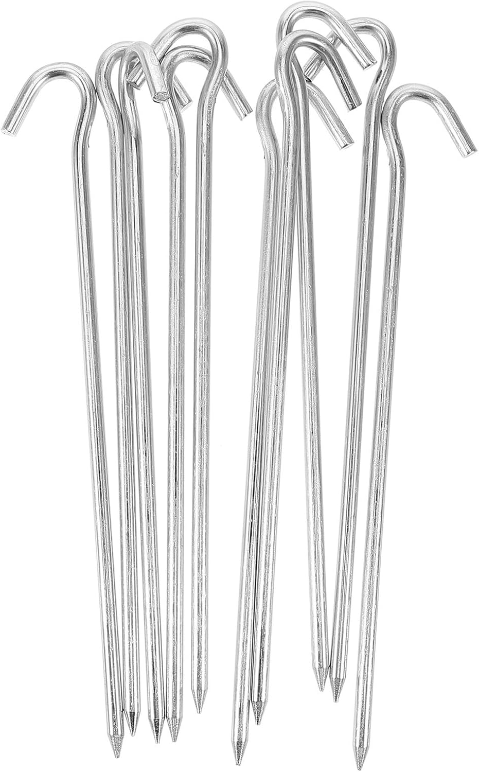 ULTECHNOVO Heavy Duty Tent Stakes 10pcs Steel Ground Stakes with Sharp Point for Camping Outdoor Tent Fixing Hooks and Tarp Anchors Suitable for Grass and Yard Use