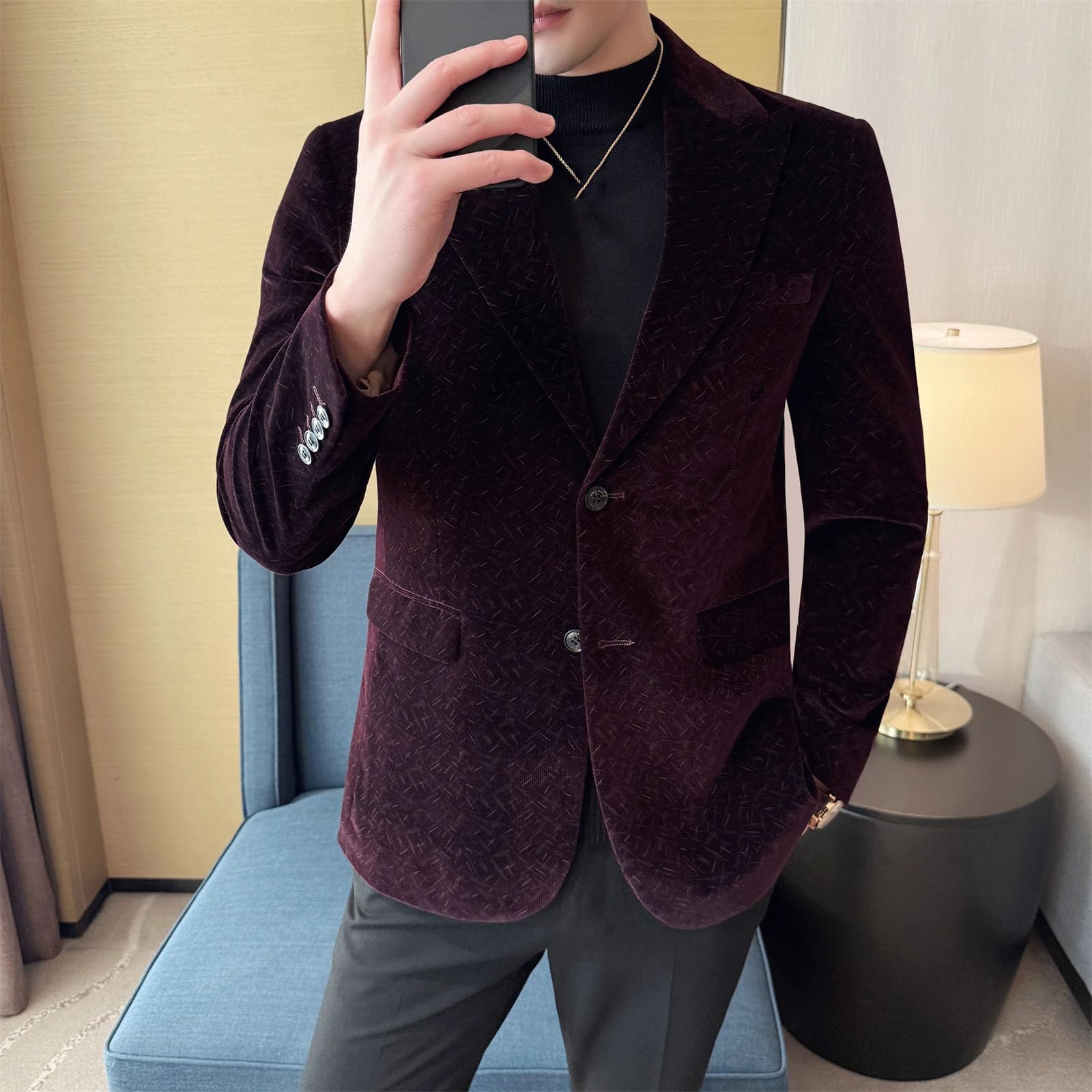 Giacche da uomo in velluto a coste giacca coreana moda due bottoni business casual blazer slim fit cappotto confortevole