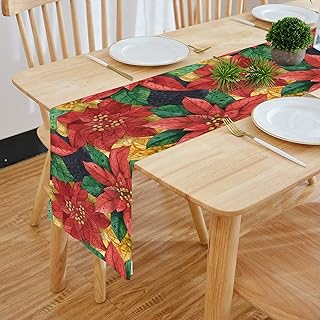 HOMA DORN TR-33 Cotton Feel Fabric Clover Design Digital Printed Double Layered Enhanced 4 Seater Table Runner (13x60 inch, Multicolor)